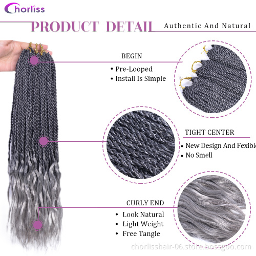 Wholesale 18inch Ombre Blonde 2 strands End Curly Dreadlock Handmade Soft Crochet Braids Hair Synthetic Braiding Hair Extension